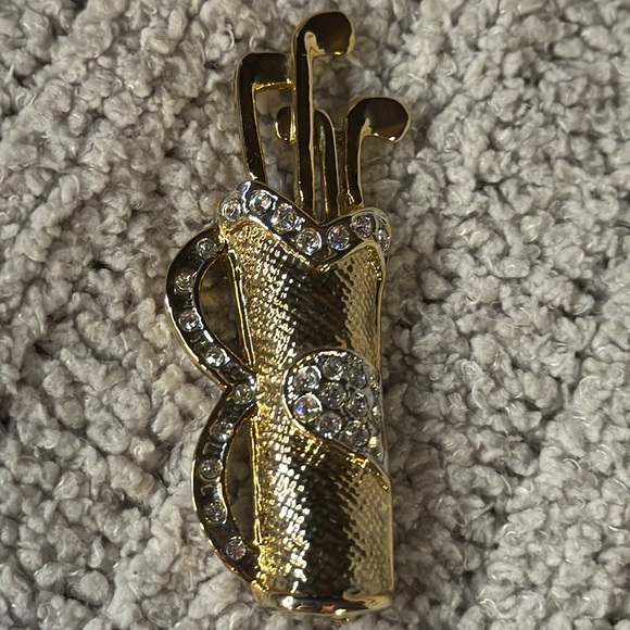 Goldstone and Rhinestone Glitzy Golf Club Bag Pin - Picture 2 of 4